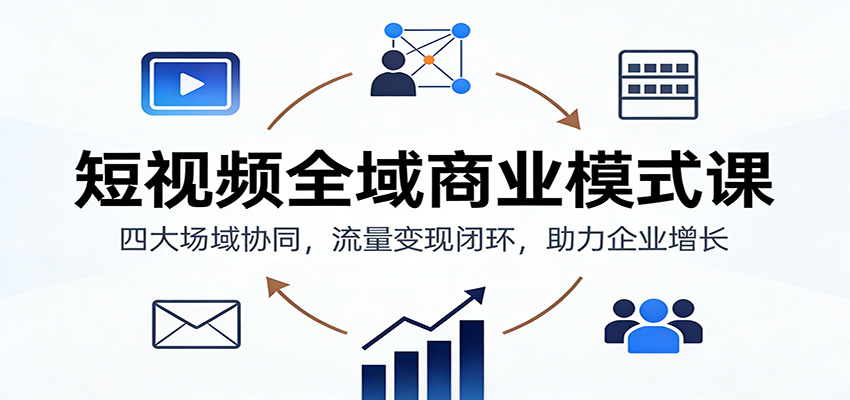 短视频全域商业模式课：四大场域协同，流量变现闭环，助力企业增长-南友云赚