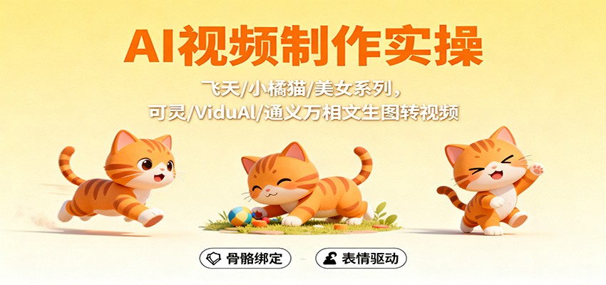 AI视频制作实操，飞天/小橘猫/美女系列，可灵/ViduAl/通义万相文生图转视频-南友云赚