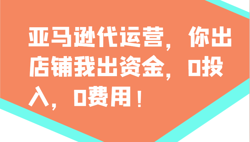 亚马逊代运营，你出店铺我出资金，0投入，0费用，无责任每天300分红，赢亏我承担-南友云赚