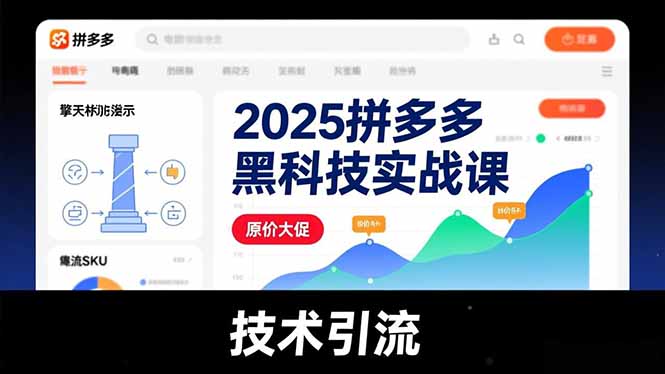 2025拼多多黑科技实战课，擎天柱玩法、爆流SKU、原价大促，技术引流，单店日销轻松破千单-南友云赚