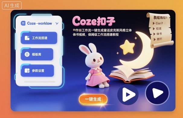 Coze扣子工作流一键生成童话皮克斯风格立体书视频，保姆级工作流搭建教程-南友云赚
