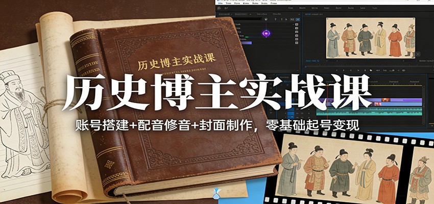 历史博主实战课：账号搭建+配音修音+封面制作，零基础起号变现-南友云赚