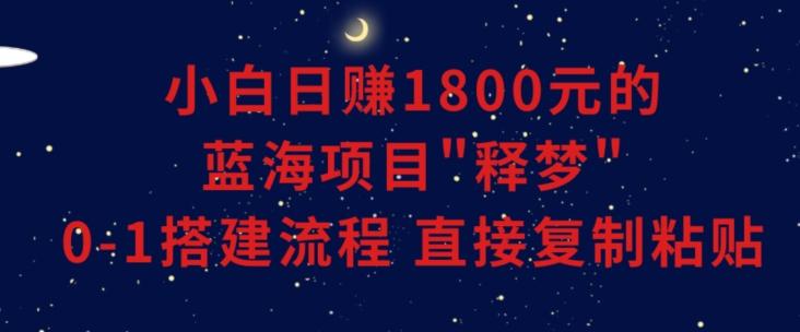 小白能日赚1800元的蓝海项目”释梦”0-1搭建流程可直接复制粘贴长期做【揭秘】-南友云赚
