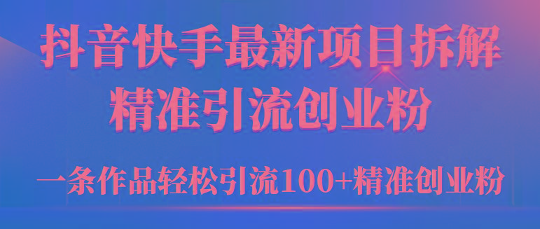 (9447期)2024年抖音快手最新项目拆解视频引流创业粉，一天轻松引流精准创业粉100+-南友云赚