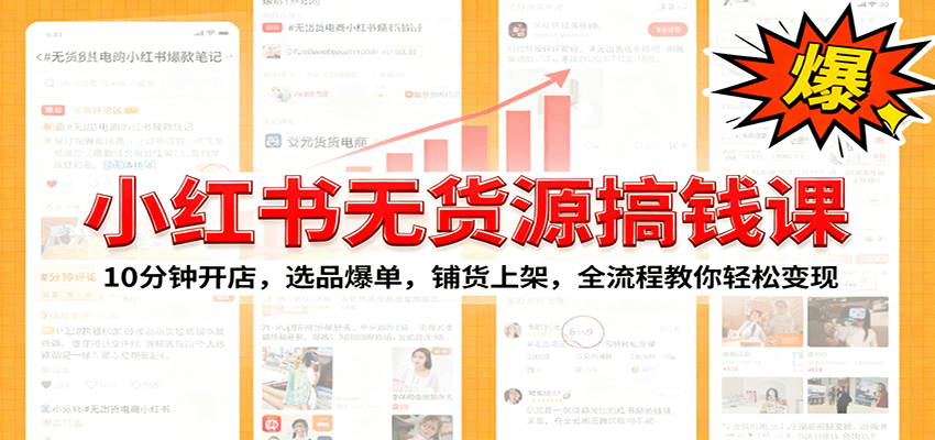 小红书无货源爆单课：10分钟开店，选品爆单，铺货上架，全流程教你轻松变现-南友云赚