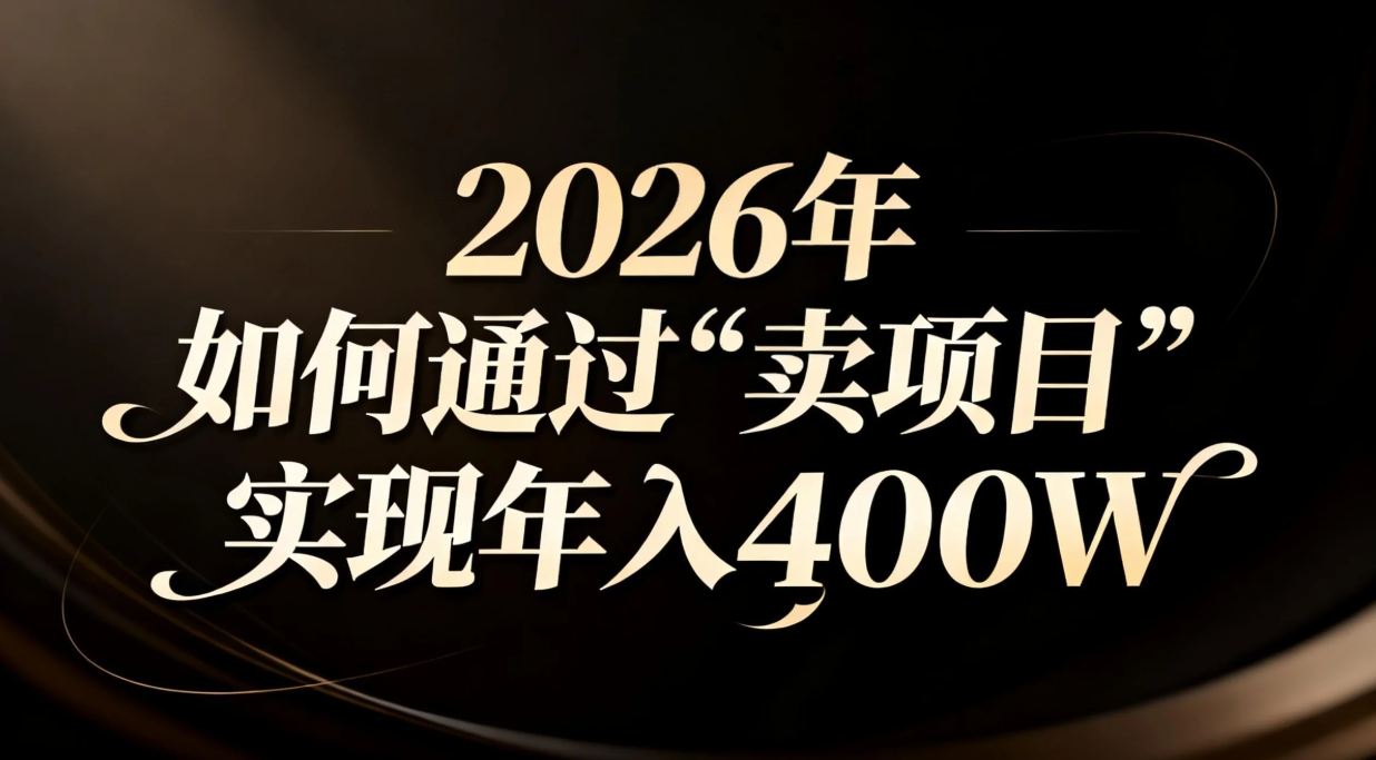 2026年如何通过“卖项目”实现年入百万-南友云赚