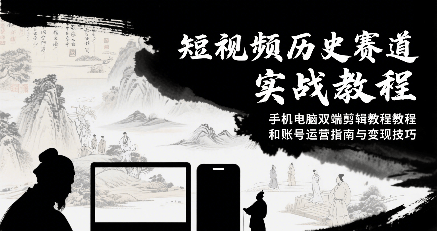 短视频历史赛道实战教程，手机电脑双端剪辑教程和账号运营指南与变现技巧-南友云赚