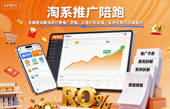 ea24d6aa4810f684bc97ba03a9fb53a6.jpeg 淘系推广陪跑,全维度讲解淘系付费推广逻辑,从理论到实操,系统化助力店铺盈利