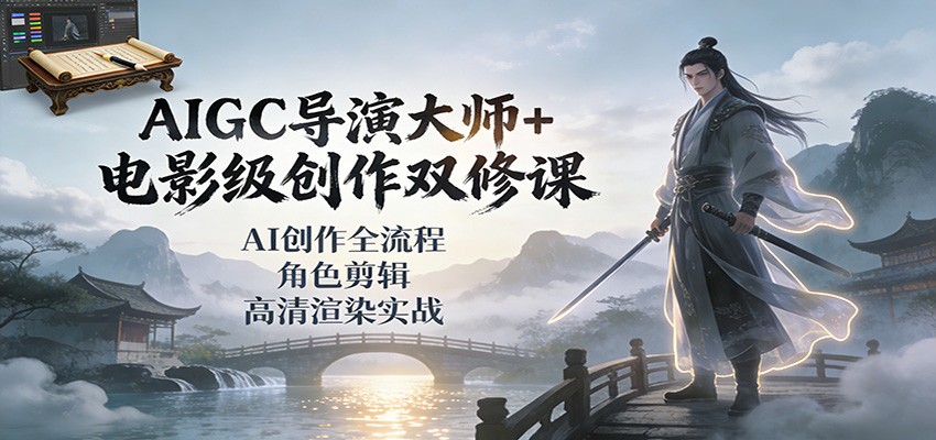 AIGC导演大师+电影级创作双修课：AI创作全流程、角色剪辑、高清渲染实战-南友云赚