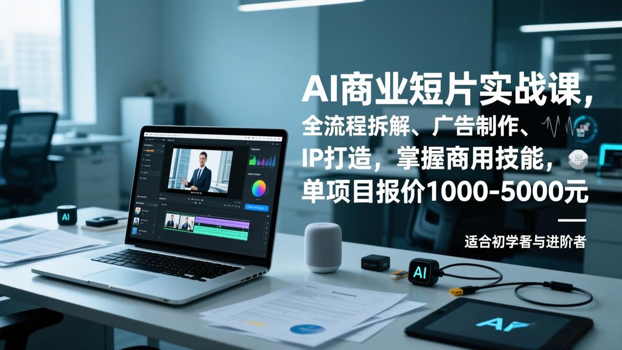 AI商业短片实战课，全流程拆解、广告制作、IP打造，掌握商用技能，单项目报价1000-5000元-南友云赚