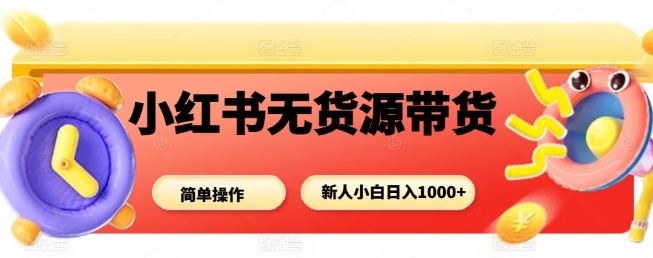 小红书无货源带货项目，简单无脑，新人小白日入多张-南友云赚