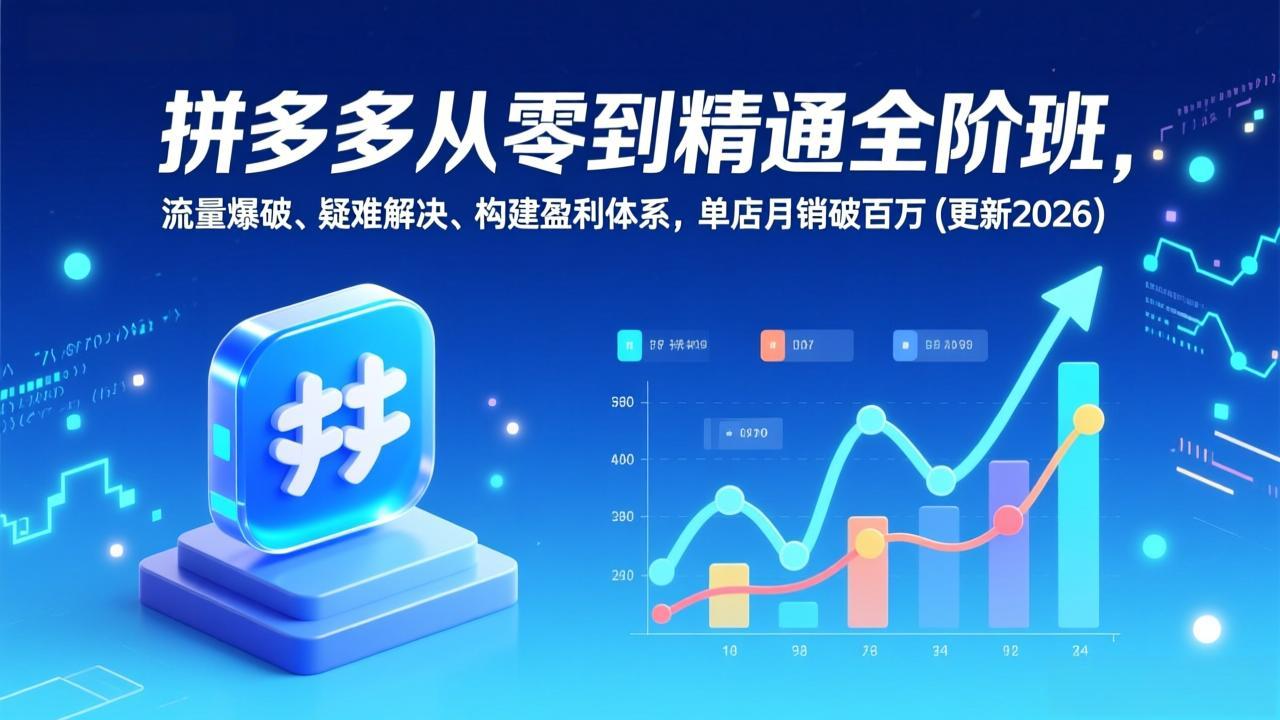 拼多多从零到精通全阶班，流量爆破、疑难解决，构建盈利体系，单店月销破百万(更新2026-南友云赚