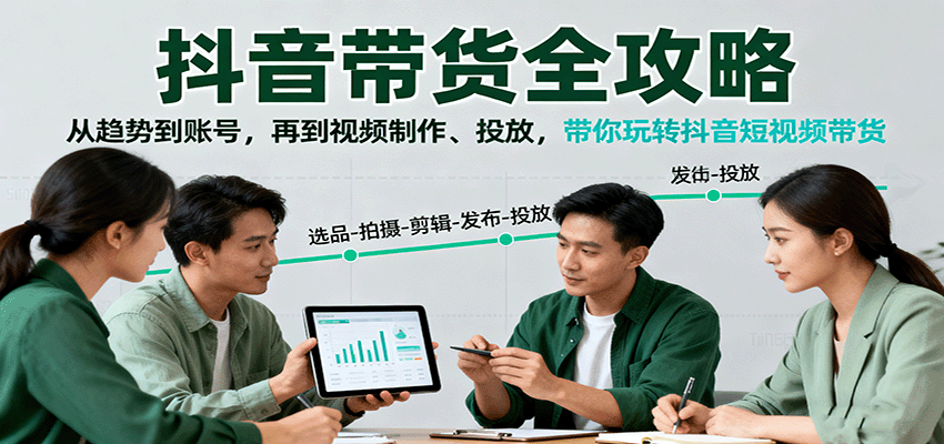 抖音带货全攻略：从趋势到账号，再到视频制作、投放，带你玩转抖音短视频带货-南友云赚