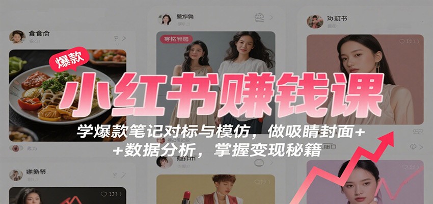 小红书赚钱课：学爆款笔记对标与模仿，做吸睛封面 + 数据分析，掌握变现秘籍-南友云赚