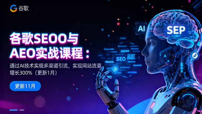 谷歌SEO与AEO实战课程：通过AI技术实现多渠道引流，实现网站流量增长300%-南友云赚