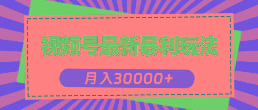 视频号最新暴利玩法，轻松月入30000+-南友云赚