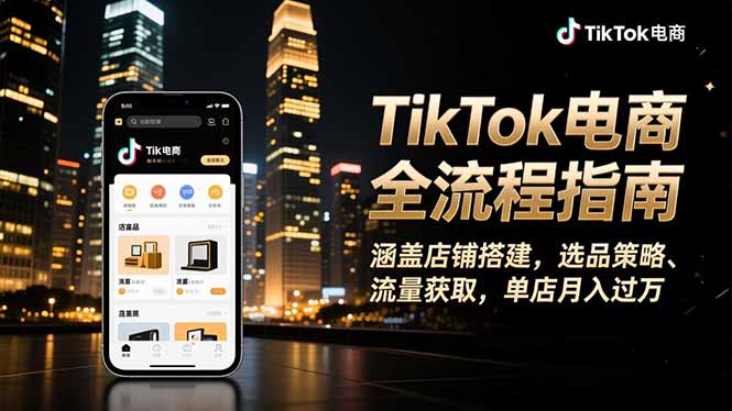 TikTok电商全流程指南，涵盖店铺搭建、选品策略、流量获取，单店月入过万-南友云赚