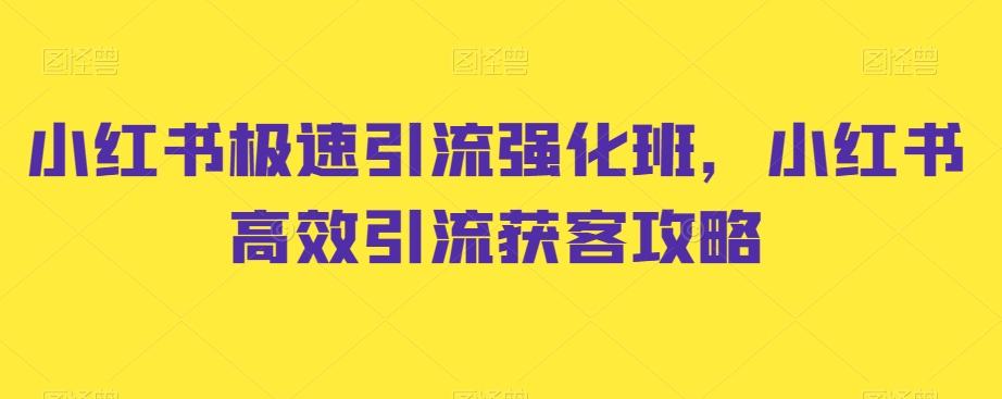 小红书极速引流强化班，小红书高效引流获客攻略-南友云赚