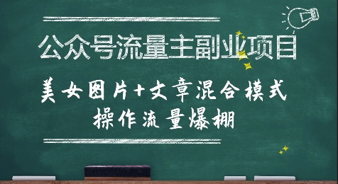 公众号流量主副业项目，美女图片+文章混合模式操作流量爆棚-南友云赚