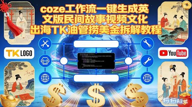 Coze扣子工作流一键生成英文版民间故事视频，文化出海TK油管捞美金拆解教程-南友云赚