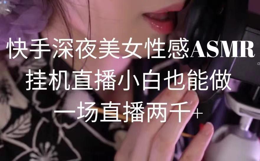 快手深夜美女性感ASMR挂机直播，小白也能做，一场直播两千+-南友云赚