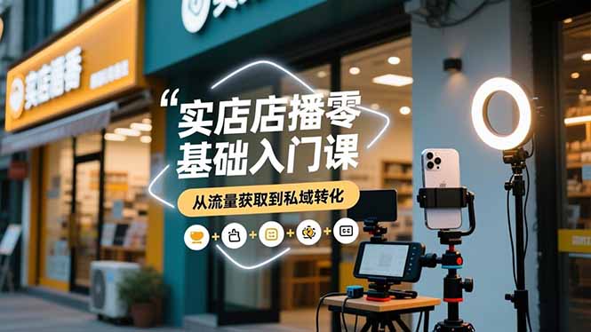 实体店播零基础入门课，实体店+短视频+直播+微信生态+私域社群，从流量获取到私域转化-南友云赚
