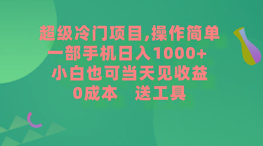 (9291期)超级冷门项目,操作简单，一部手机轻松日入1000+，小白也可当天看见收益-南友云赚