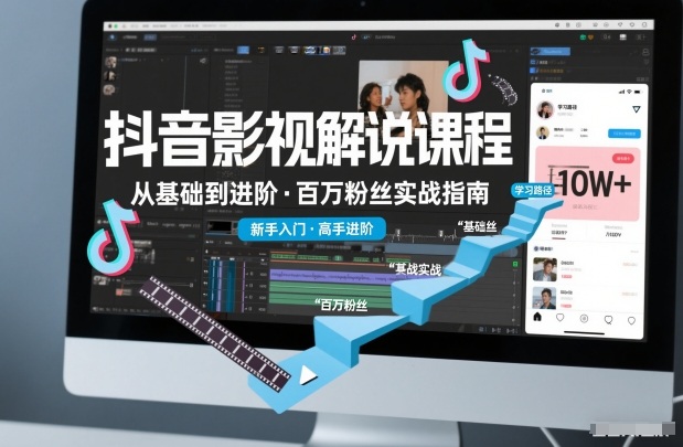 抖音百万粉丝影视解说课程，基础到进阶课，适合新手和进阶学习-南友云赚