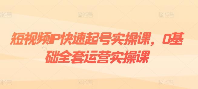 短视频IP快速起号实操课，0基础全套运营实操课，爆款内容设计+粉丝运营+内容变现-南友云赚