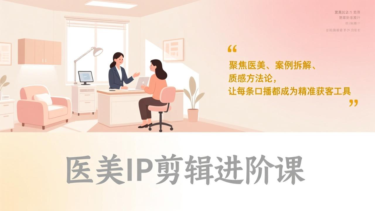 医美IP剪辑进阶课，聚焦医美、案例拆解、质感方法论，让每条口播都成为精准获客工具-南友云赚
