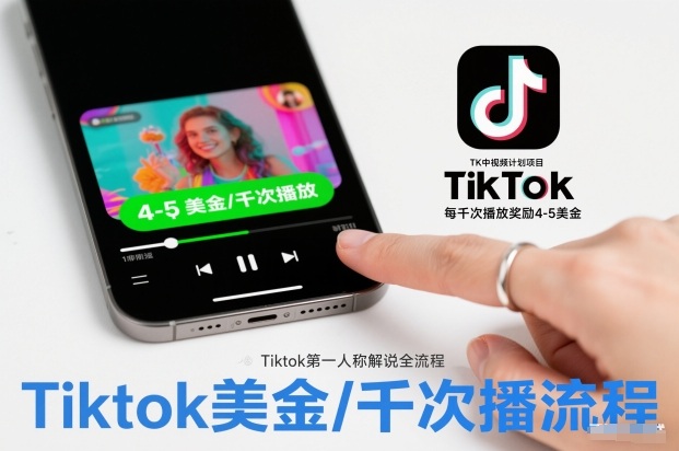 TK中视频计划项目，Tiktok第一人称解说流程，每干次播放奖励4-5美金-南友云赚