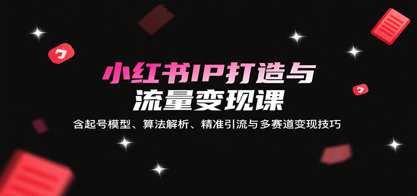 小红书IP打造与流量变现课：含起号模型、算法解析、精准引流与多赛道变现技巧-南友云赚