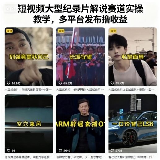 短视频大型纪录片解说赛道实操教学，多平台发布撸收益-南友云赚