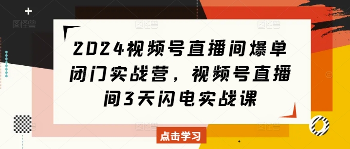 2024视频号直播间爆单闭门实战营,视频号直播间3天闪电实战课-南友云赚