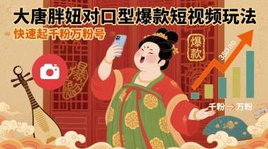 大唐胖妞对口型爆款短视频玩法，快速起千粉万粉号-南友云赚