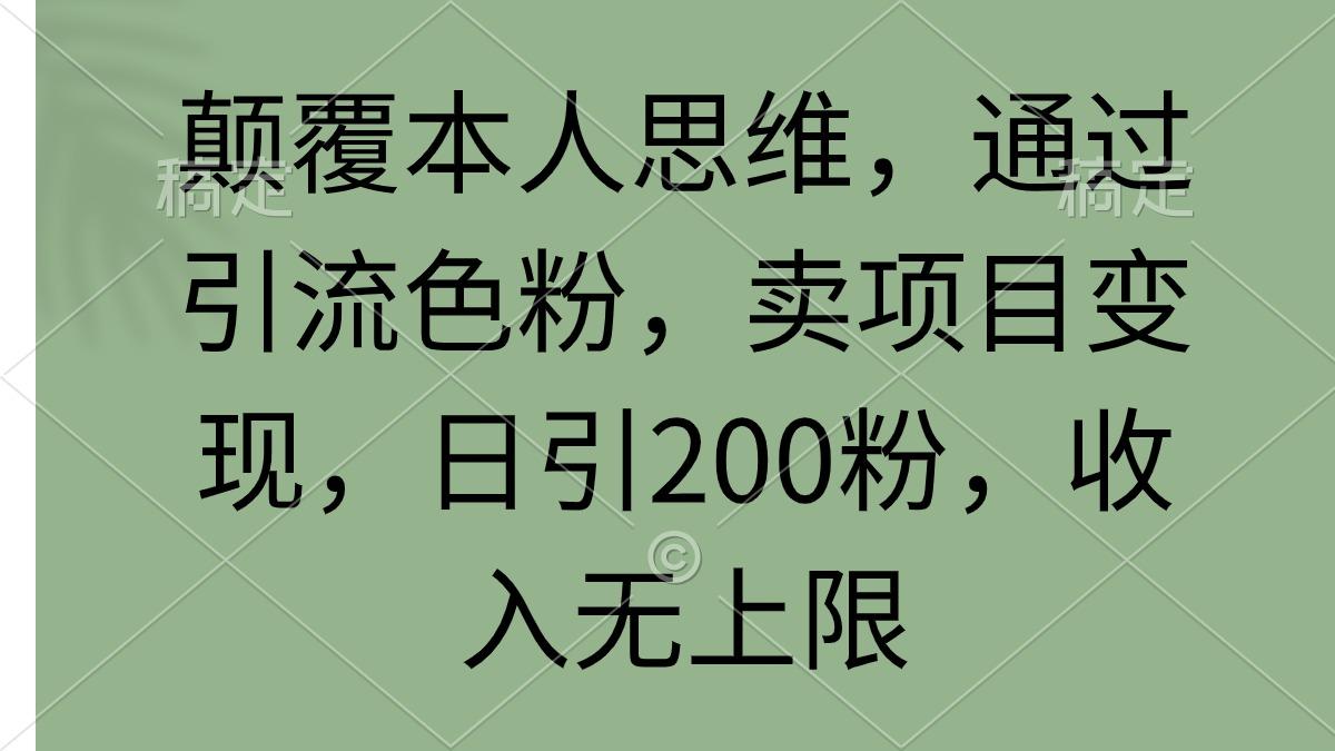 (9523期)颠覆本人思维，通过引流色粉，卖项目变现，日引200粉，收入无上限-南友云赚