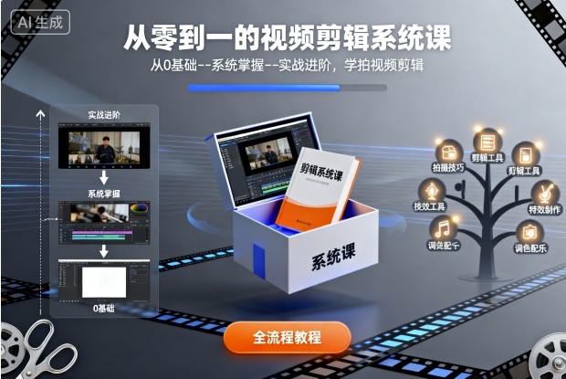 从零到一的视频剪辑系统课，从0基础--系统掌握--实战进阶，学拍视频剪辑-南友云赚