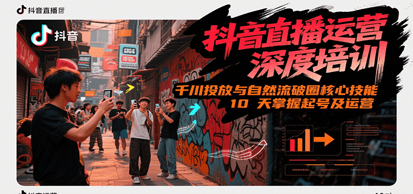 抖音直播运营深度培训，千川投放与自然流核心技能，10天掌握起号及运营(6-7月新课)-南友云赚