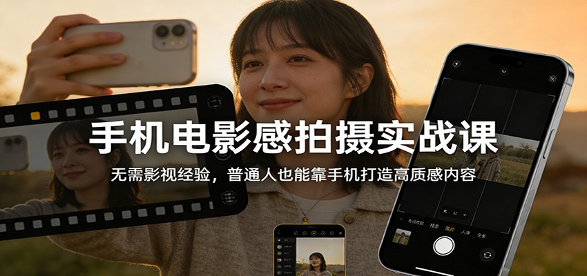 手机电影感拍摄实战课：无需影视经验，普通人也能靠手机打造高质感内容-南友云赚