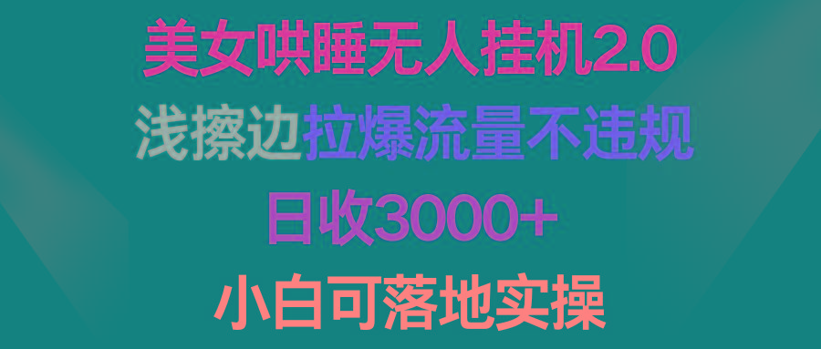 (9905期)美女哄睡无人挂机2.0，浅擦边拉爆流量不违规，日收3000+，小白可落地实操-南友云赚