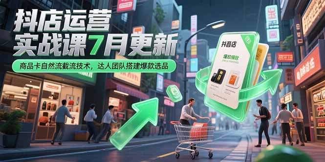 抖店运营实战课7月更新，商品卡自然流截流技术，达人团队搭建爆款选品-南友云赚